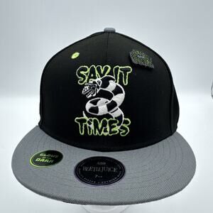 Lids Exclusive Beetlejuice W/ Pin Fitted Say It 3 Times Hat Cap Size 7 5/8 Rare